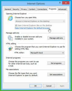 make internet explorer default browser to fix QB error 15270